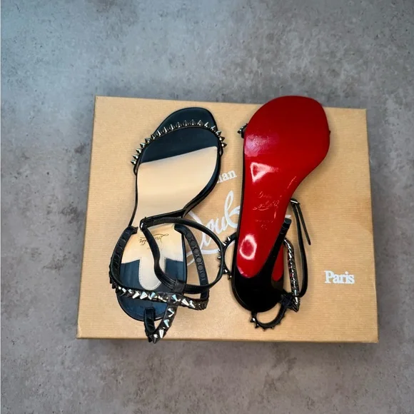 So Me 100 Studded Christian Louboutin Black Leather Heels - Picture 15 of 16